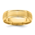 14k Yellow Gold Standard Comfort Fit Polished Brush Satin Fancy Band