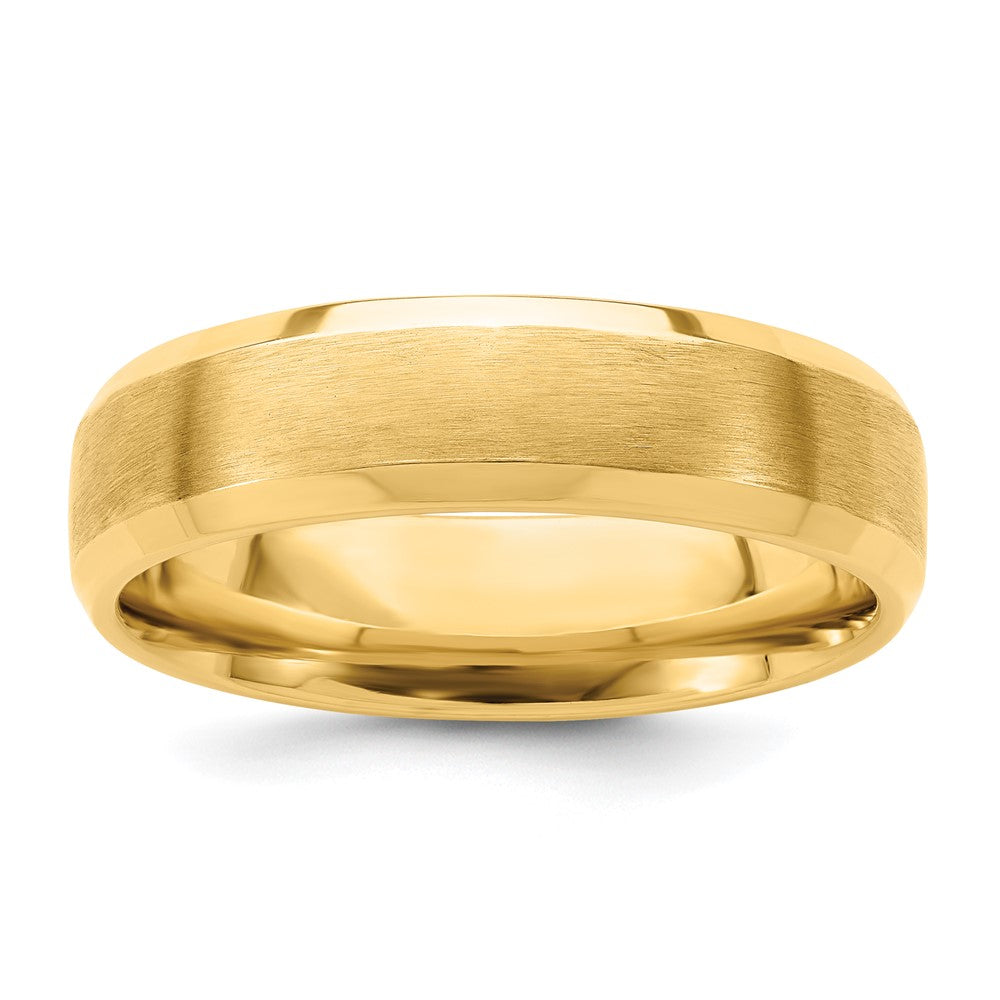 14k Yellow Gold Standard Comfort Fit Brush Satin Fancy Band