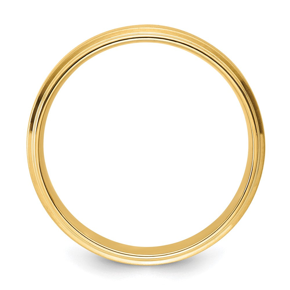 14k Yellow Gold Heavy Comfort Fit Brush Satin Fancy Band