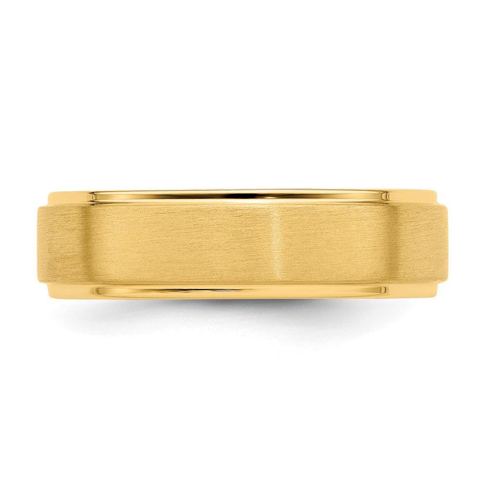 14k Yellow Gold Heavy Comfort Fit Brush Satin Fancy Band