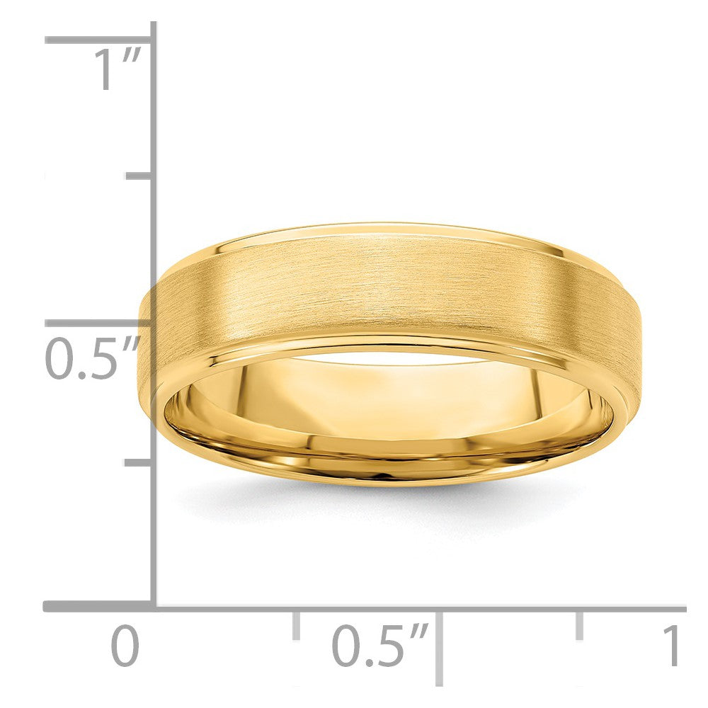 14k Yellow Gold Heavy Comfort Fit Brush Satin Fancy Band