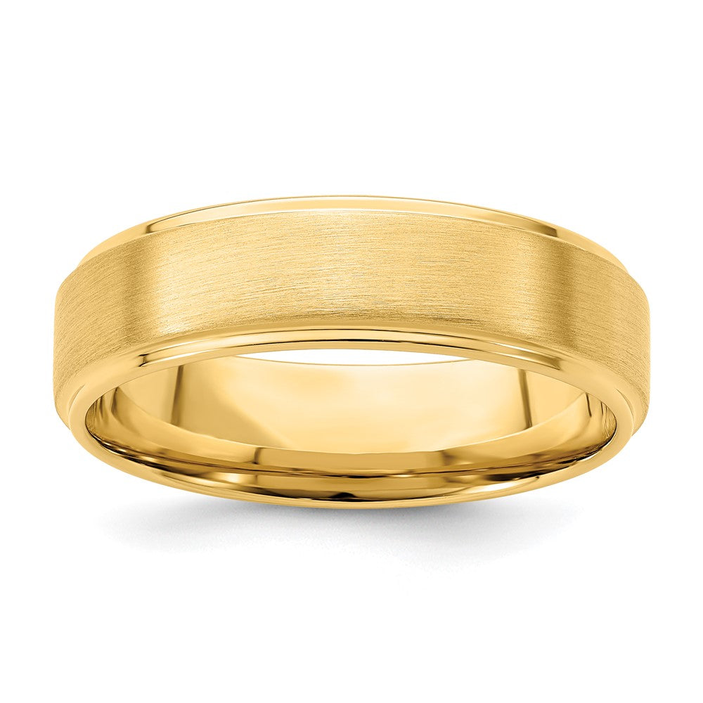 14k Yellow Gold Heavy Comfort Fit Brush Satin Fancy Band