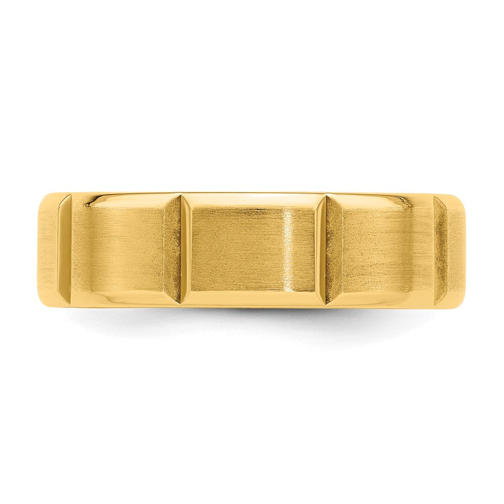 14k Yellow Gold Standard Comfort Fit Brush Satin Fancy Band