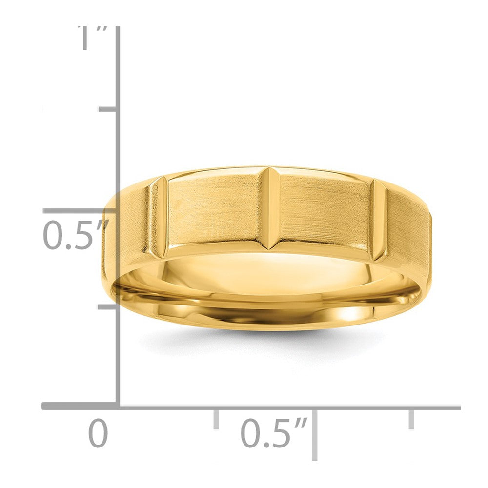 14k Yellow Gold Standard Comfort Fit Brush Satin Fancy Band