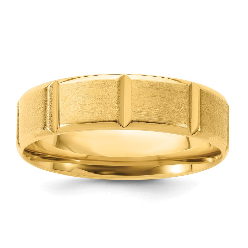 14k Yellow Gold Standard Comfort Fit Brush Satin Fancy Band