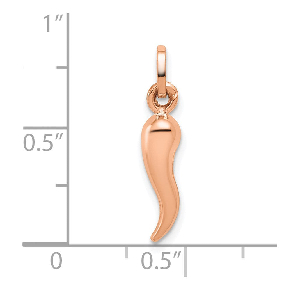 14k Rose Gold Hollow Italian Horn Charm