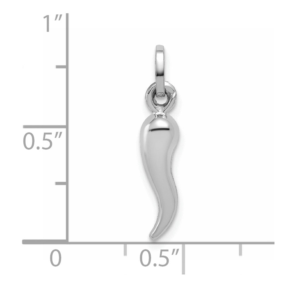 14k White Gold Hollow Italian Horn Charm