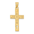 14K Laser Cut JESUS Cross Charm