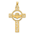 14k Laser Cut Claddagh Cross Charm