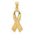 14k Gold Polished SURVIVOR Ribbon Pendant