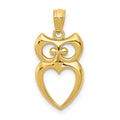 14k Gold Polished Cut-out Owl Pendant