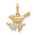 14K Bird on a Branch CZ Pendant