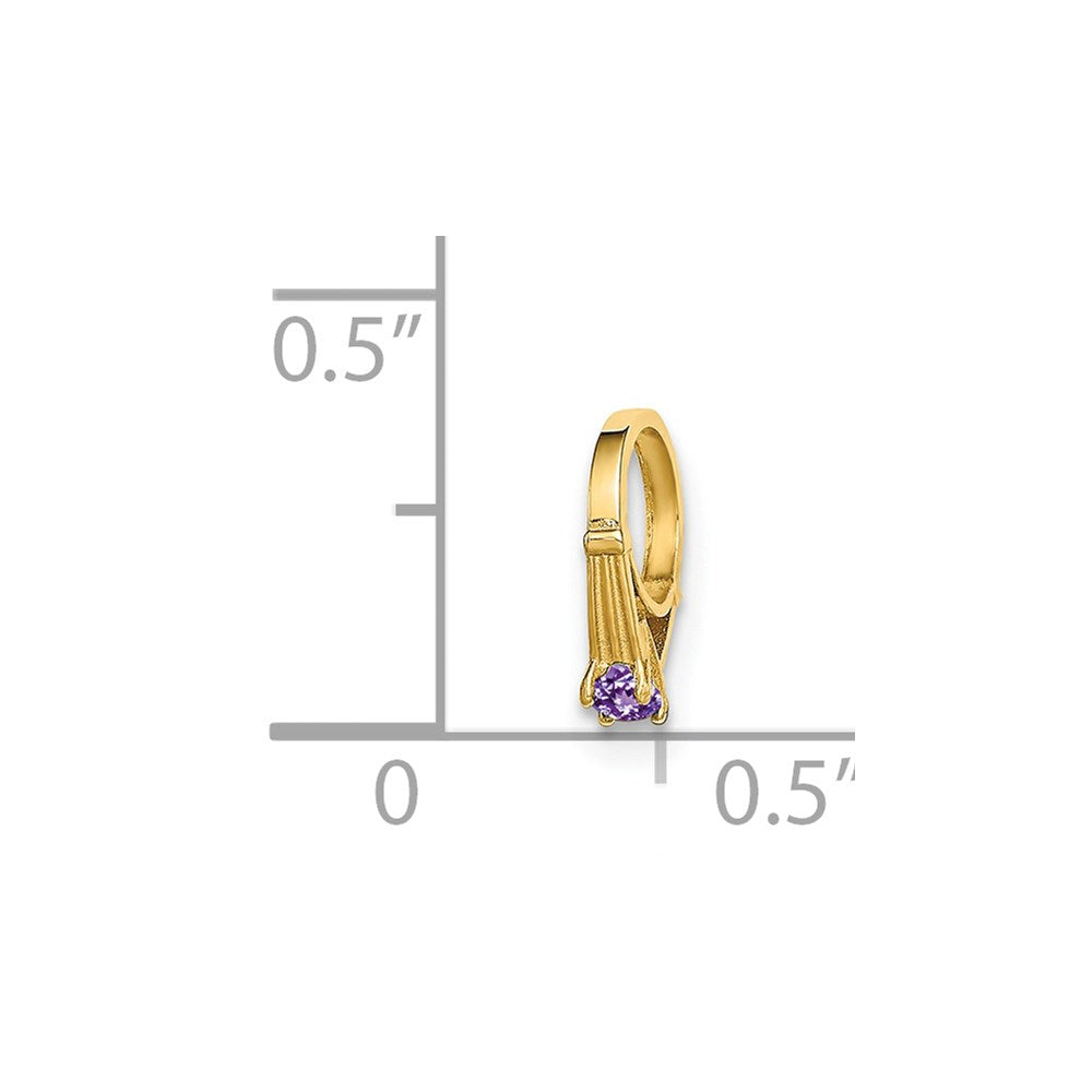 14K 3D Ring with Light Purple CZ Charm