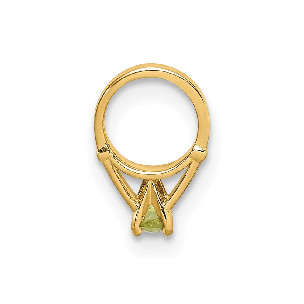 14K 3D Ring with Light Green Glass Stone Charm