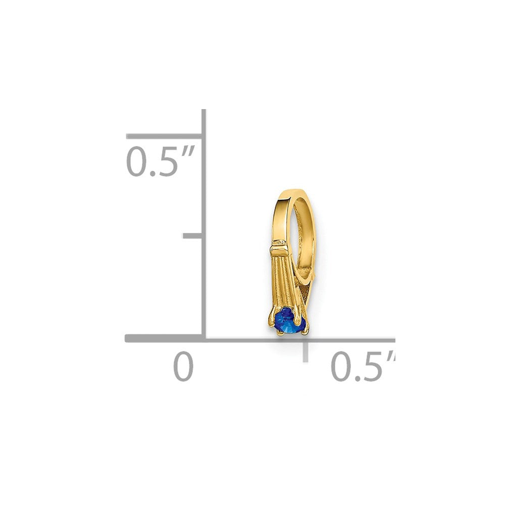 14K 3D Ring with Dark Blue Glass Stone Charm