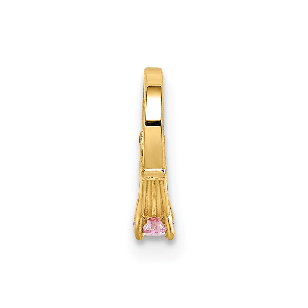 14K 3D Ring with Light Pink CZ Charm