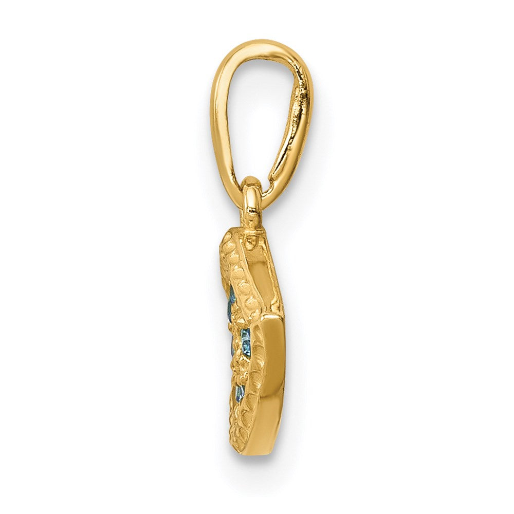 14K Blue CZ Eye Pendant