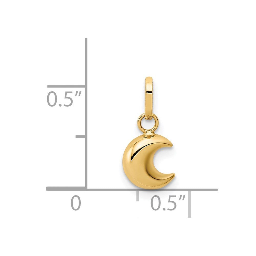 14k Polished Puffed Moon Charm