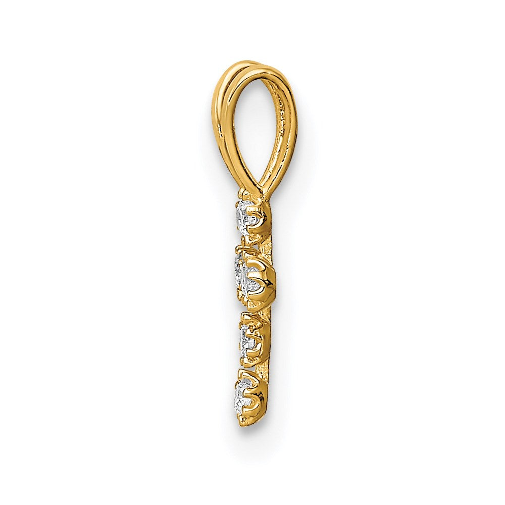 14K CZ Cross Pendant