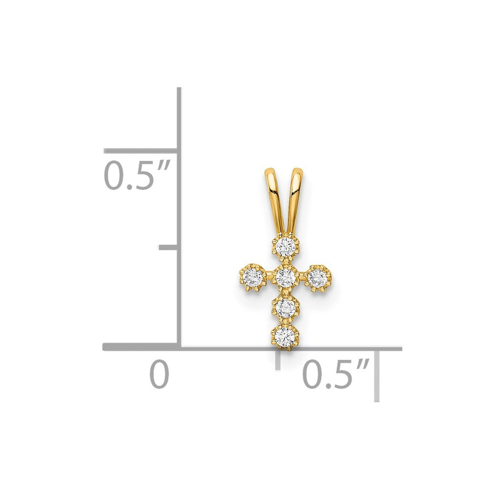 14K CZ Cross Pendant