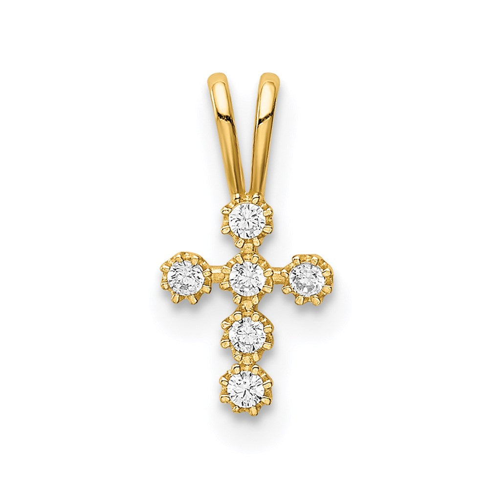 14K CZ Cross Pendant