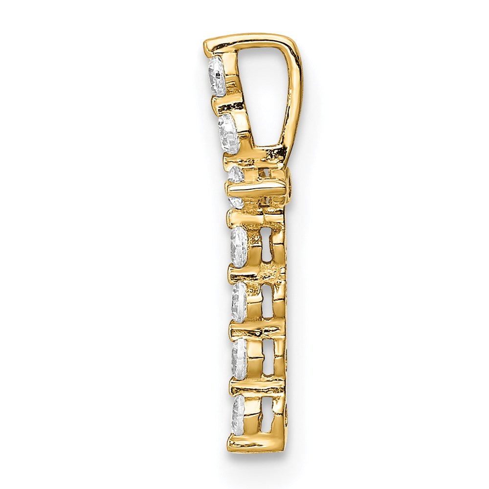 14K CZ Cross Pendant Chain Slide