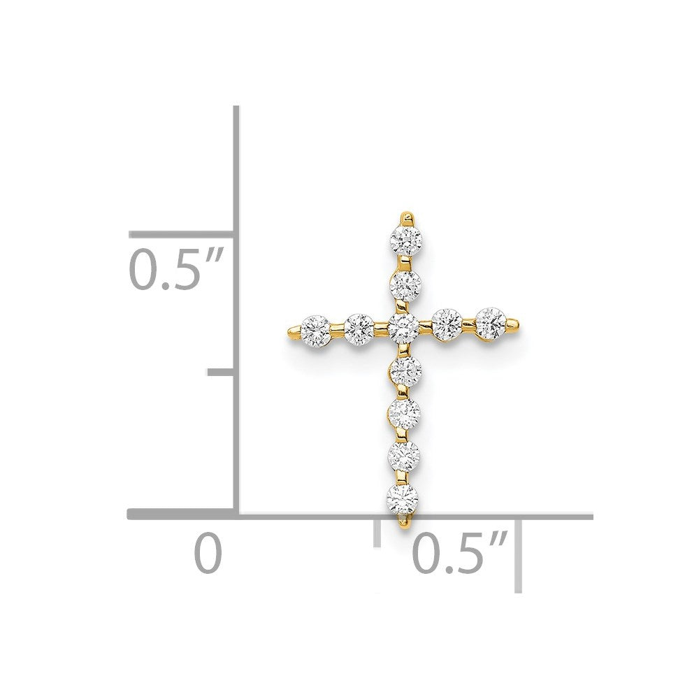 14K CZ Cross Pendant Chain Slide