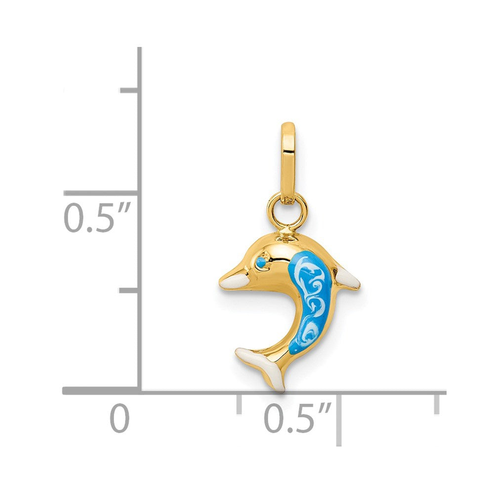 14k Enameled Dophin Charm