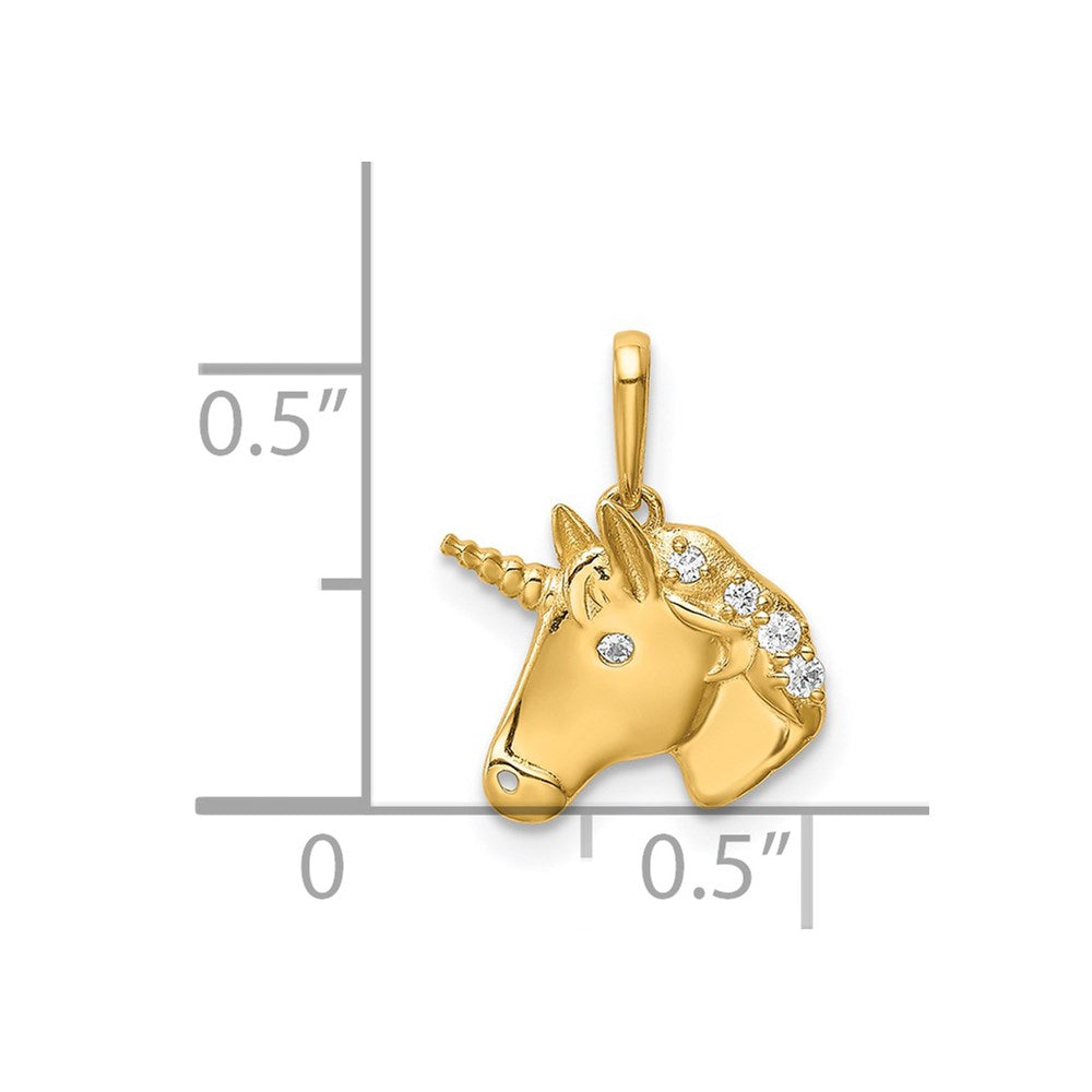 14K Unicorn CZ Pendant
