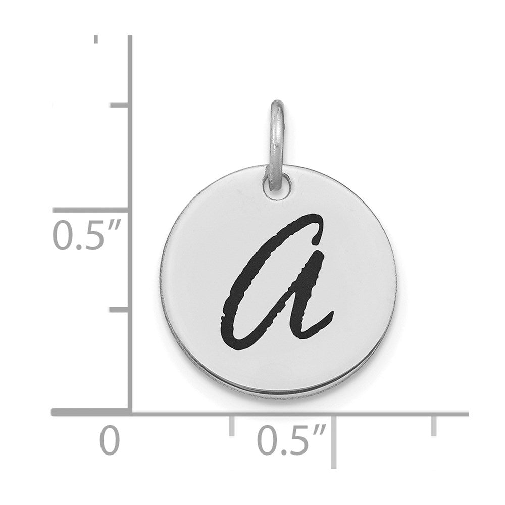 14kw Polished Black Enamel Letter A Initial Disk Charm