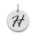 14kw Polished Black Enamel Letter H Initial Disk Charm