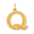 14k Polished Etched Letter Q Initial Pendant