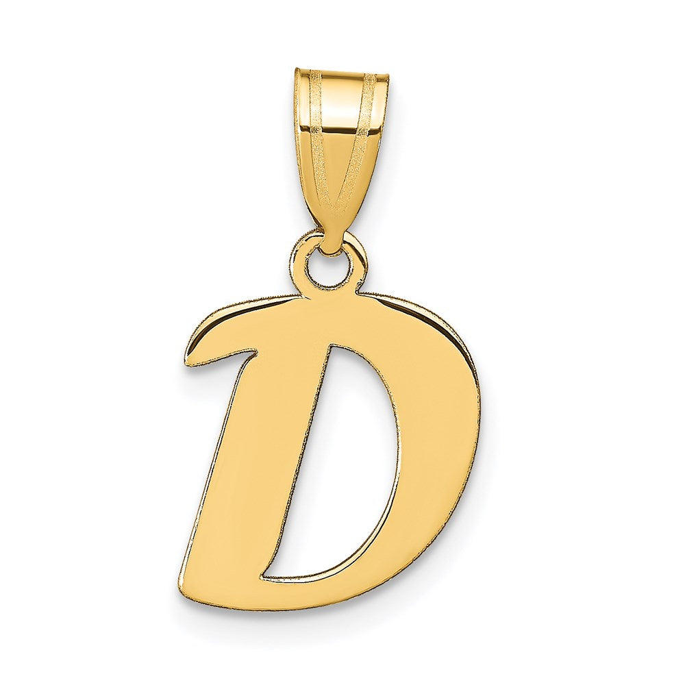 14k Polished Script Letter D Initial Pendant