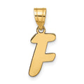 14k Polished Script Letter F Initial Pendant