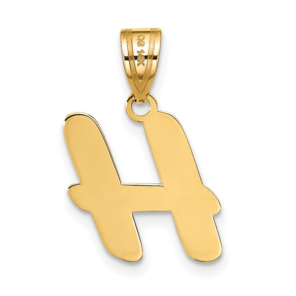 14k Polished Script Letter H Initial Pendant
