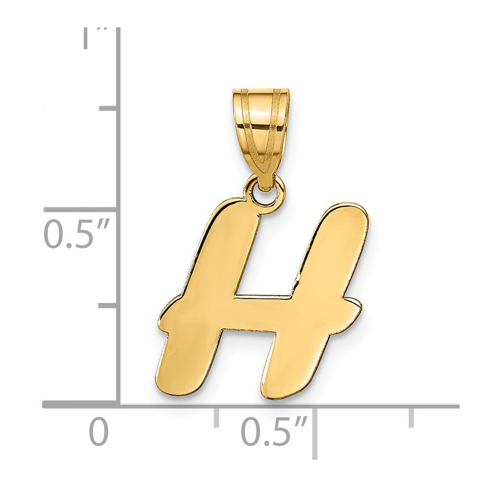 14k Polished Script Letter H Initial Pendant