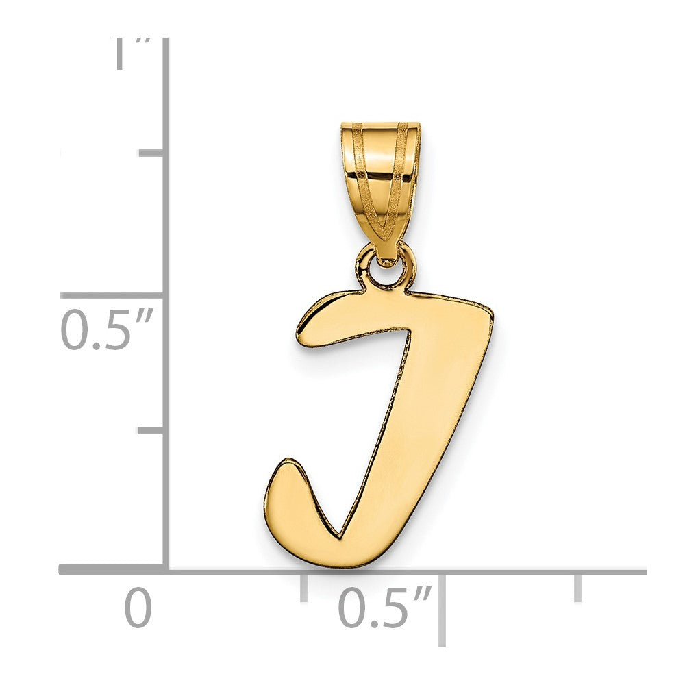 14k Polished Script Letter I Initial Pendant