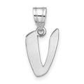 14kw Polished Script Letter V Initial Pendant
