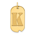 14k Polished Letter K Initial Dog Tag Pendant