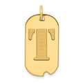 14k Polished Letter T Initial Dog Tag Pendant