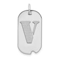 14kw Polished Letter V Initial Dog Tag Pendant
