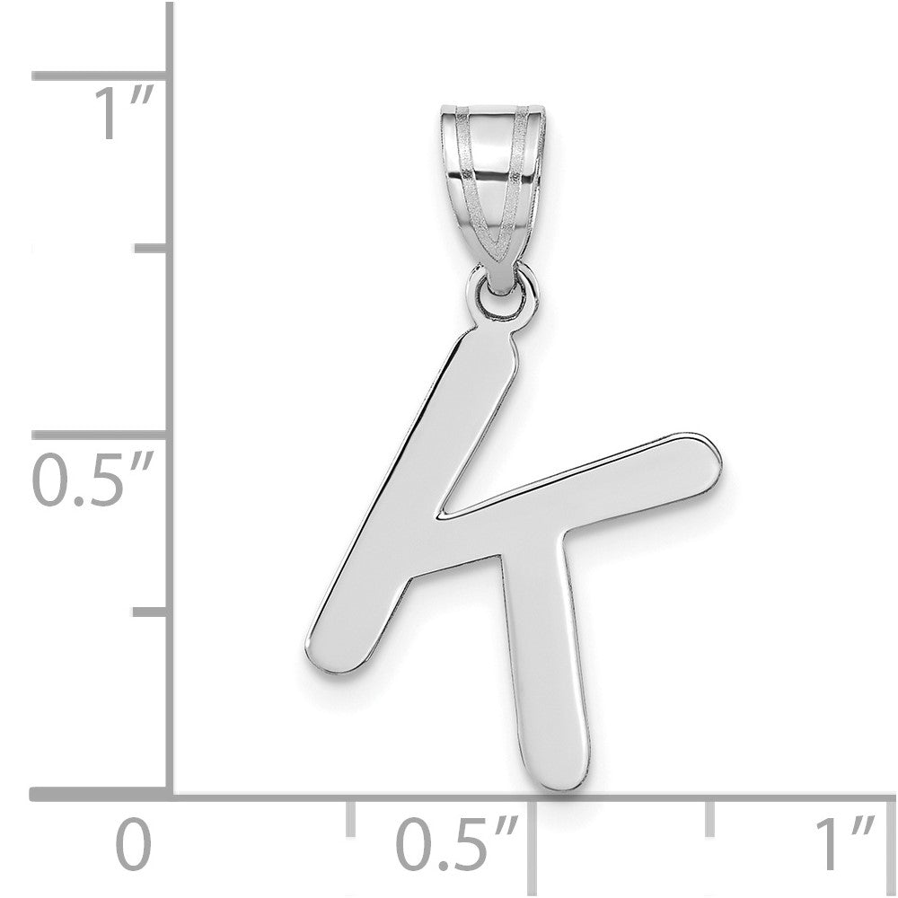 14kw Polished Bubble Letter K Initial Pendant
