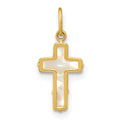 14K Polished Mother of Pearl Cross Pendant