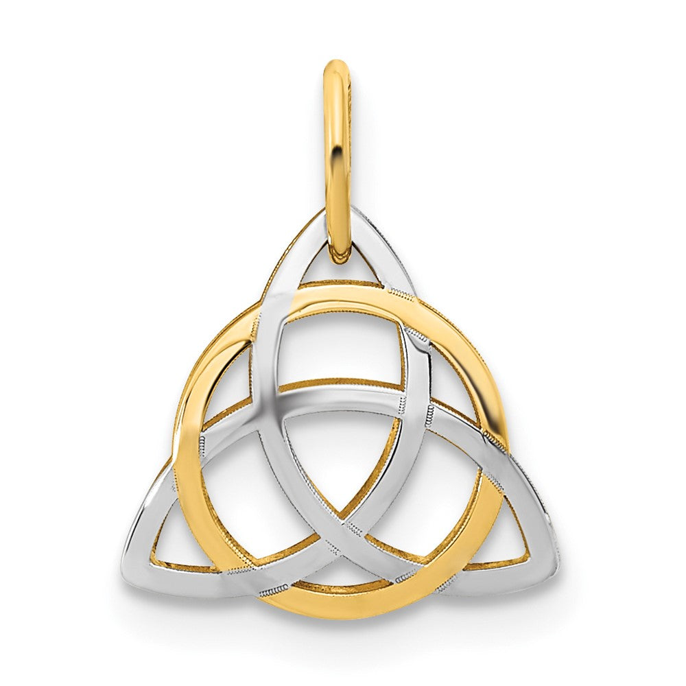 14K Gold with White Rhodium Polished Celtic Pendant