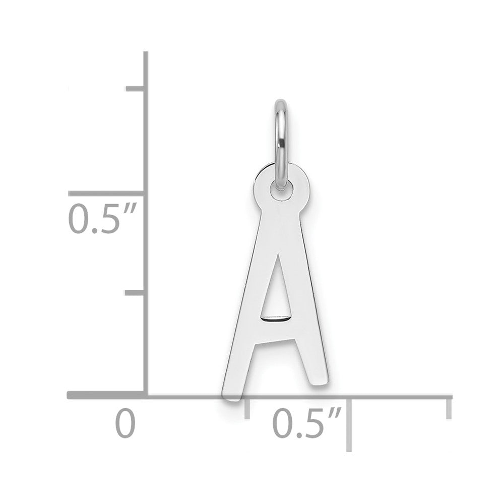 14k White Gold Slanted Block Letter A Initial Charm