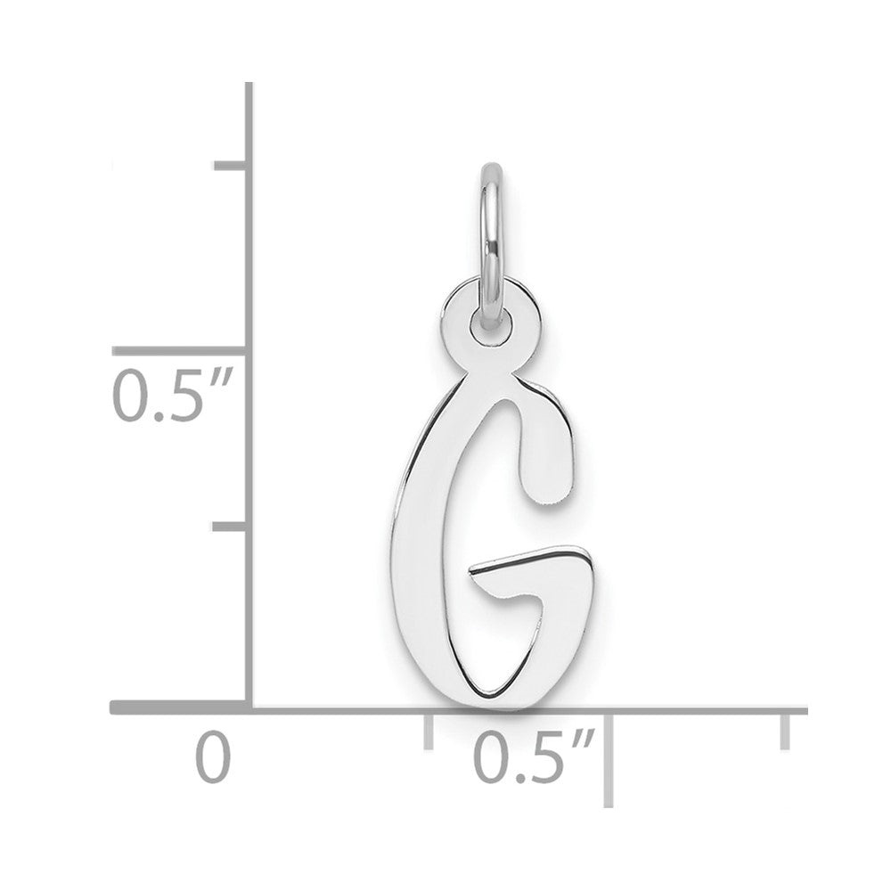 14K White Gold Slanted Block Letter G Initial Charm