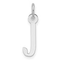 14K White Gold Slanted Block Letter J Initial Charm