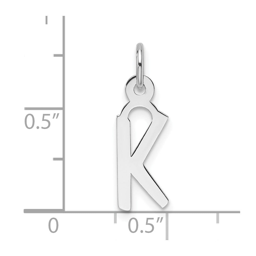 14K White Gold Slanted Block Letter K Initial Charm