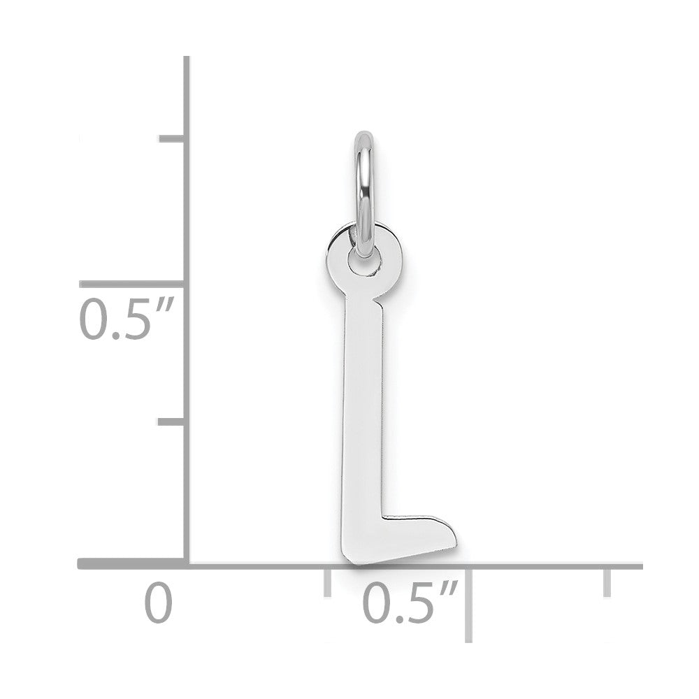 14K White Gold Slanted Block Letter L Initial Charm