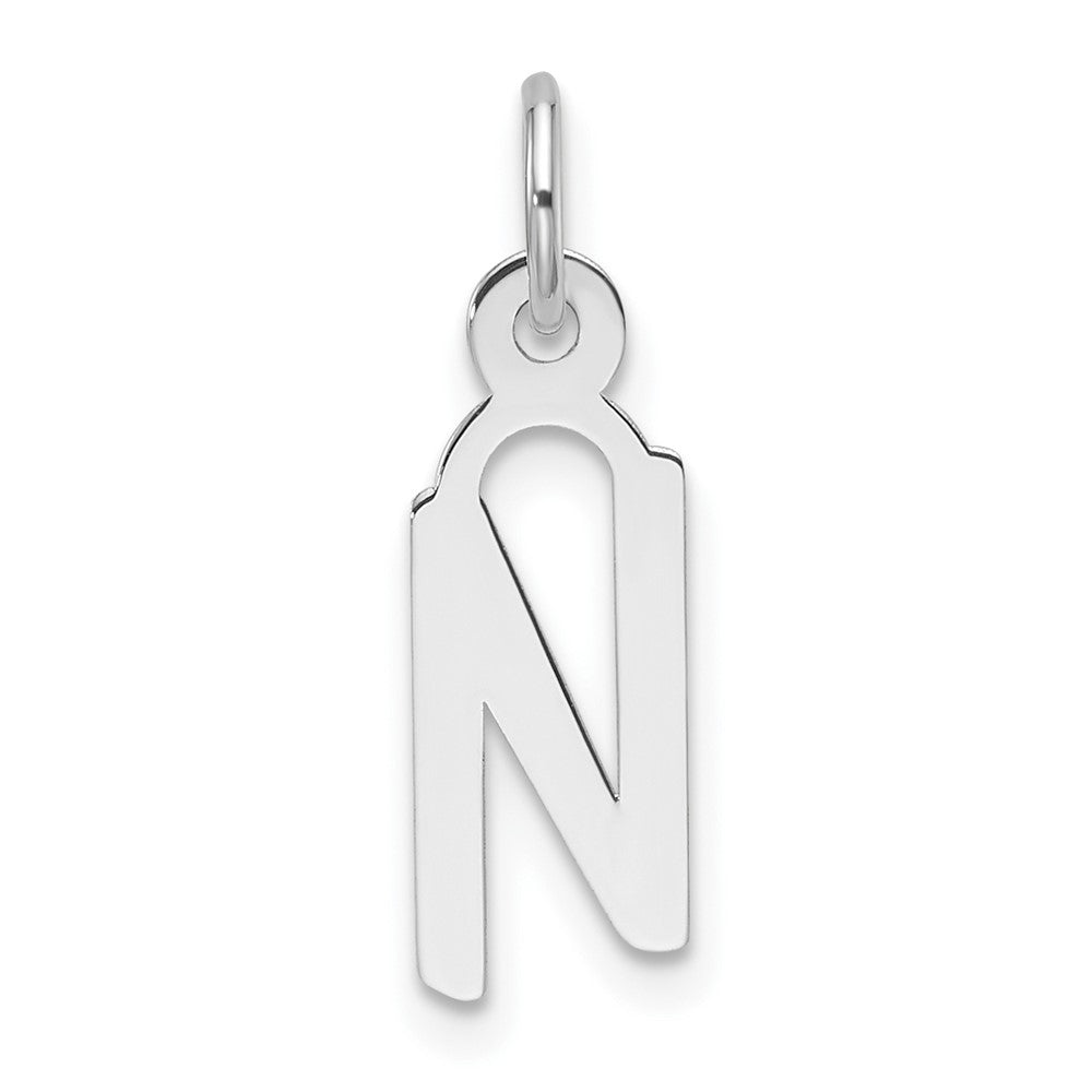 14K White Gold Slanted Block Letter N Initial Charm